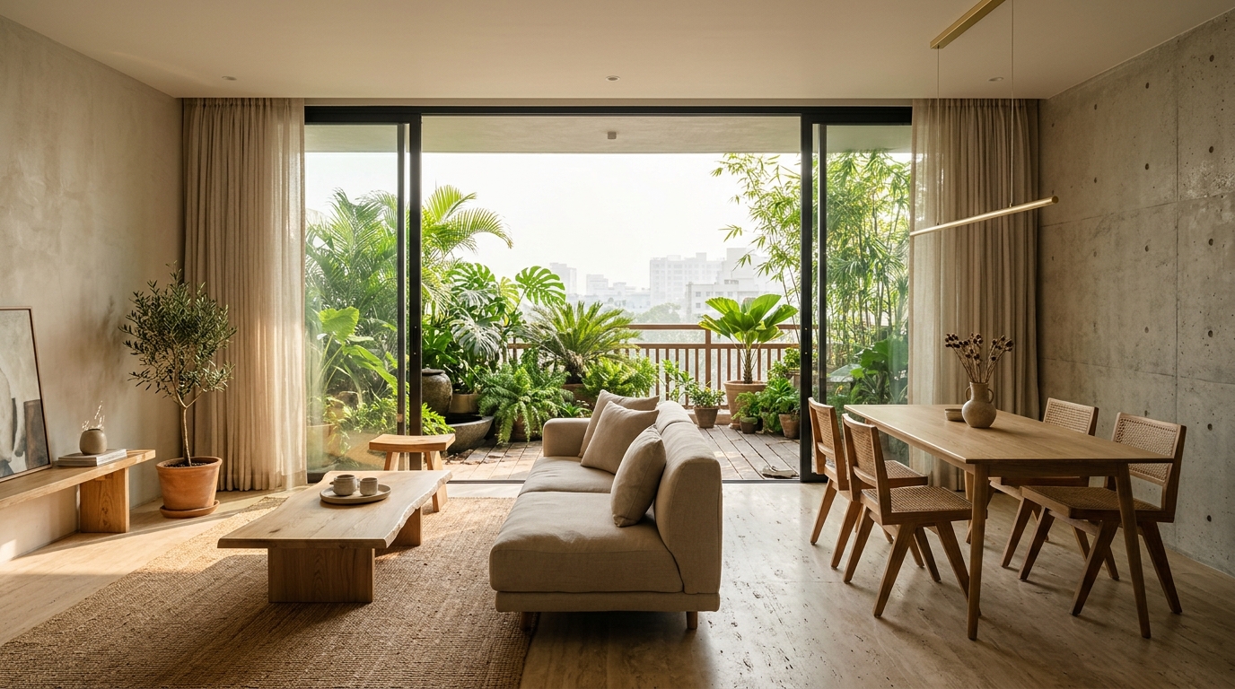 Cross-ventilated biophilic luxury interior